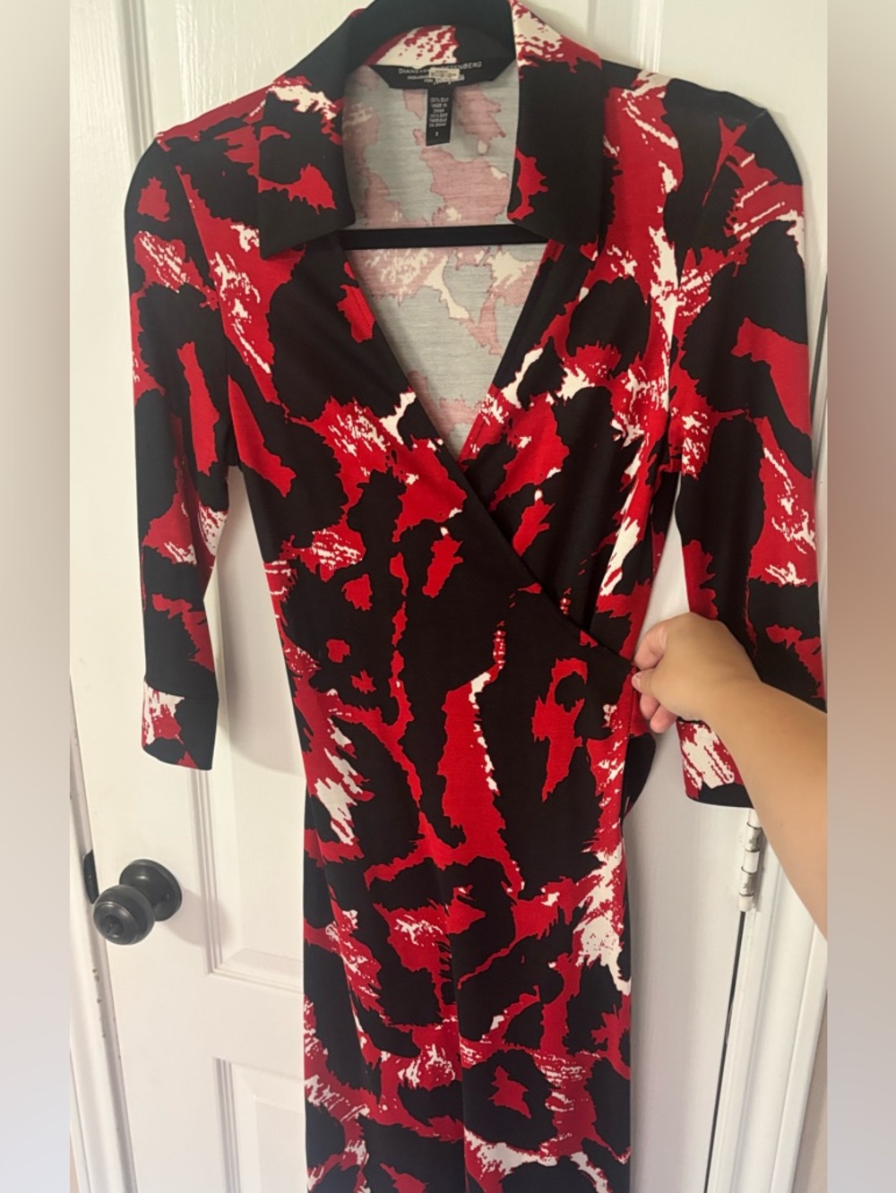 Diane Von Furstenberg Jeanne Wrap Dress 100% Silk Jersey DVF Splatter Print 8 - Picture 2 of 12